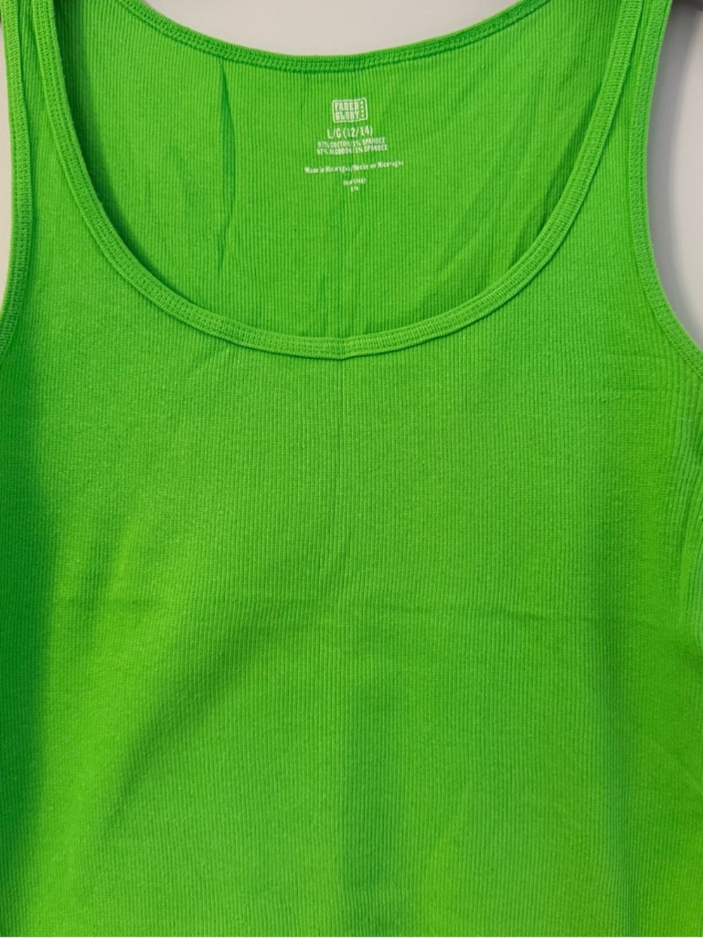 Faded Glory Neon Green Ribbed Tank Top - Picture 4 of 5